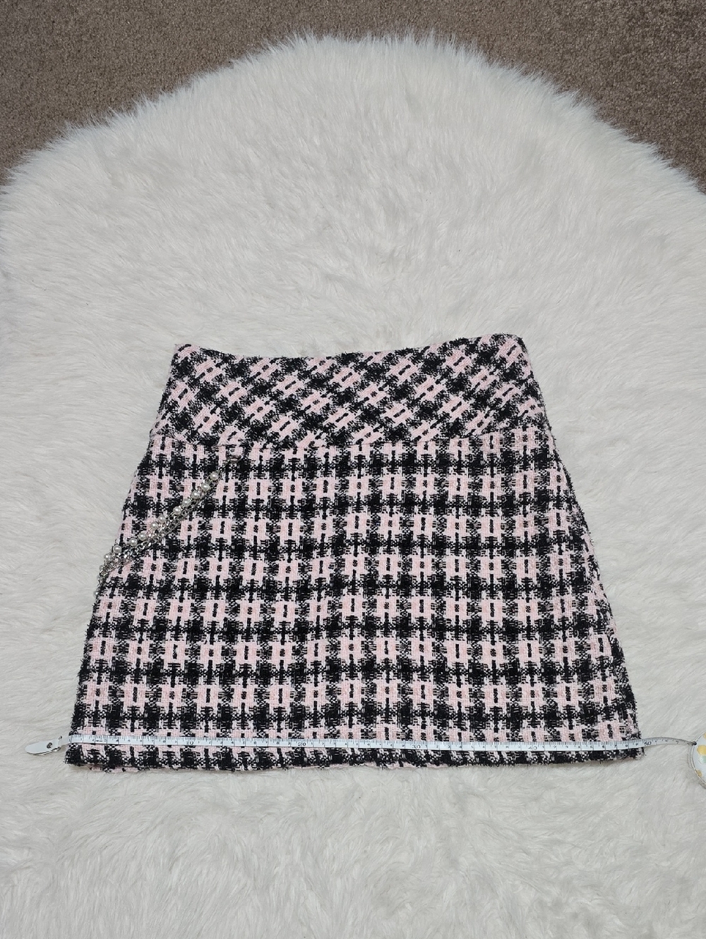 Forever 21 Pink and Black Tweed Plaid Mini Skirt